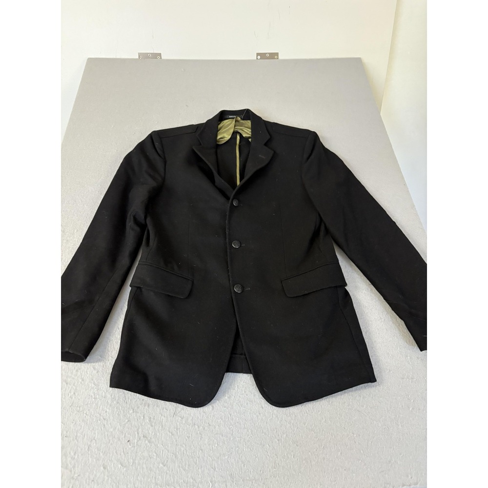 Blazer Mens 46 Black Wool Blend Two Button Lined Dress Sport Coat Jacket Formal‎